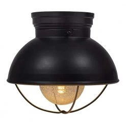 Beverly 1-Light Antique Black Ceiling Semi-Flushmount with Edison LED Light Bulb Included by Sylvania