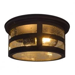 Cambridge 2-Light Antique Black Ceiling Flushmount with 2 Edison LED Light Bulbs Included by Sylvania