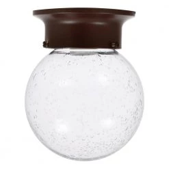 Bedford 4.7 in. 1-Light Antique Black Ceiling Semi-Flush Mount with Edison LED Light Bulb Included by Sylvania