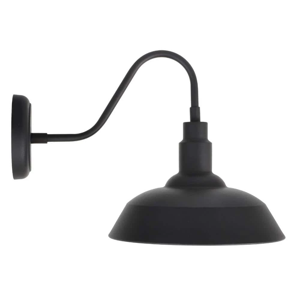 Easton 1-Light Antique Black Outdoor Wall Mount Barn Light Sconce with Edison LED Light Bulb Included by Sylvania
