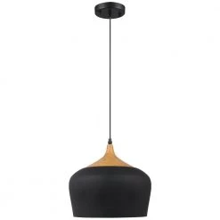Urbania 1-Light Black and Wood Pendant Fixture by BELDI