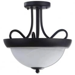 Lily Collection 2-Light Black Semi-Flush Mount Light by BELDI