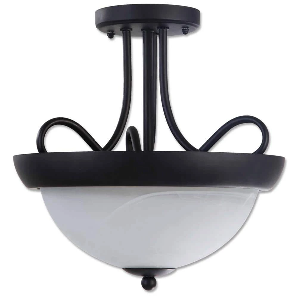 Lily Collection 2-Light Black Semi-Flush Mount Light by BELDI - Image 2