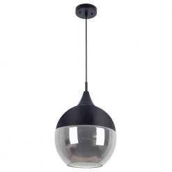 Popoli Collection 1-Light Black Pendant and Smoked Glass by BELDI