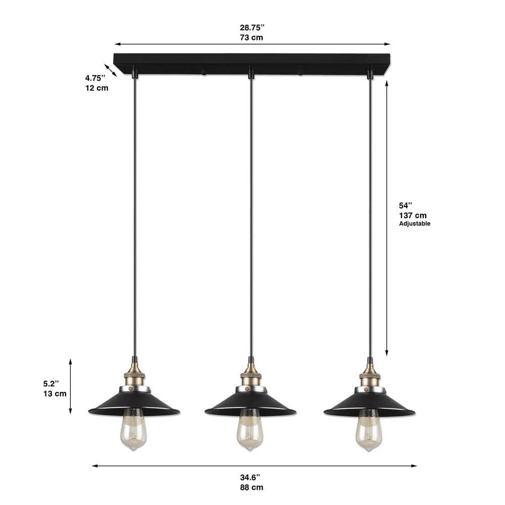 Ezra Collection 3-Lights Black Pendant by BELDI - Image 3