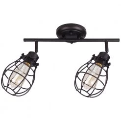 Lancy 2-Lights Matte Black Track Light with Cage Shade by BELDI