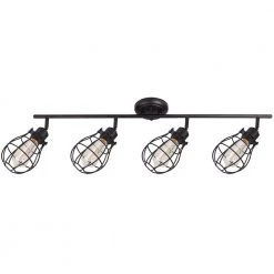 Lancy 4-Lights Matte Black Track Light with Cage Shade by BELDI