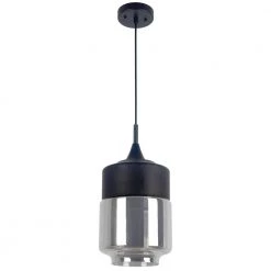 Popoli Collection 1-Light Black Pendant and Smoked Glass by BELDI