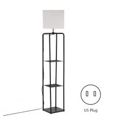 63 in. Black Shelf Floor Lamp with Shade by Nersunda
