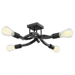 4-Light Black Semi Flush Mount Ceiling Light Fixture by Nersunda