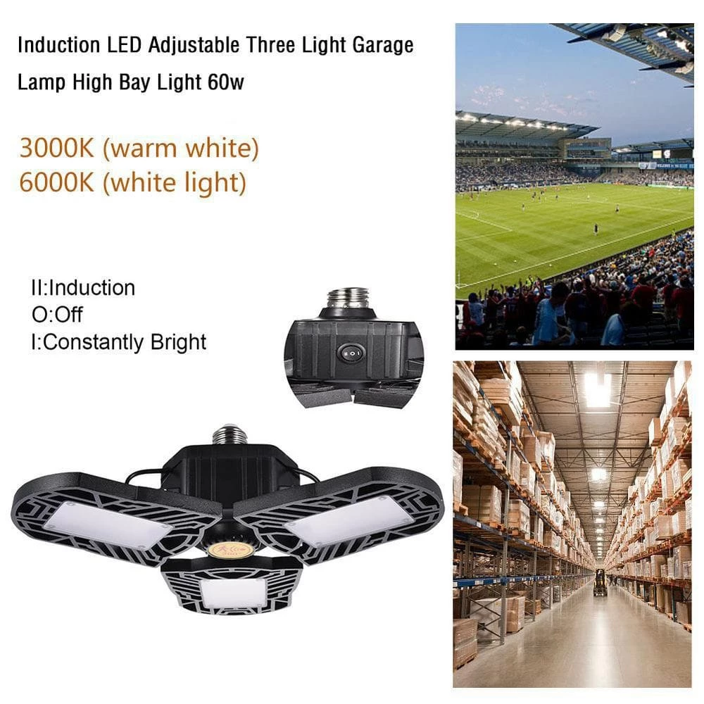 60-Watt Deformable LED Garage Light Ceiling Shop Light, Daylight by Nersunda - Image 2