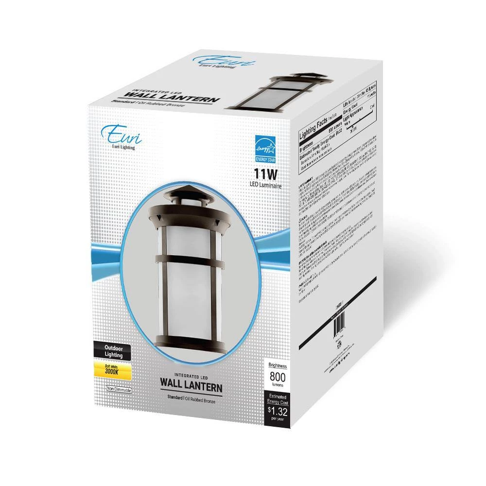 Bronze Outdoor Integrated LED Wall Lantern Sconce by Euri Lighting - Image 5