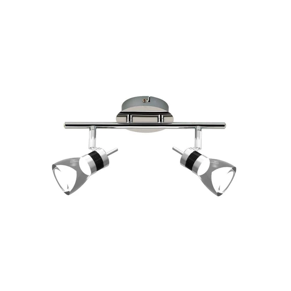 LED 11.8 in. 2-Light Brushed Chrome Integrated LED Track Lighting Kit by BELDI