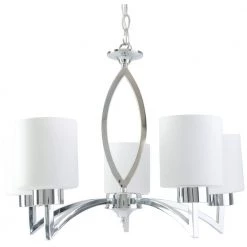 Markam 5-Light Chrome Chandelier with Opal White Glass Shade by BELDI