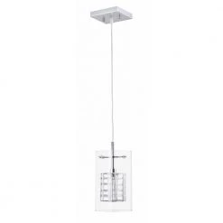 Miami Collection 1-Light Chrome Pendant with Clear Glass Shade by BELDI