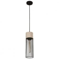 Ciment 1-Light Black and Cement Pendant Fixture by BELDI