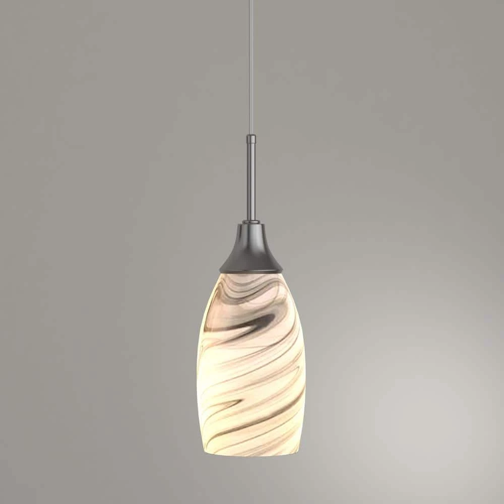 Peak Collection 1-Light Grey Glass and Nickel Pendant by BELDI - Image 5