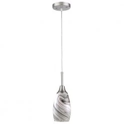 Peak Collection 1-Light Grey Glass and Nickel Pendant by BELDI