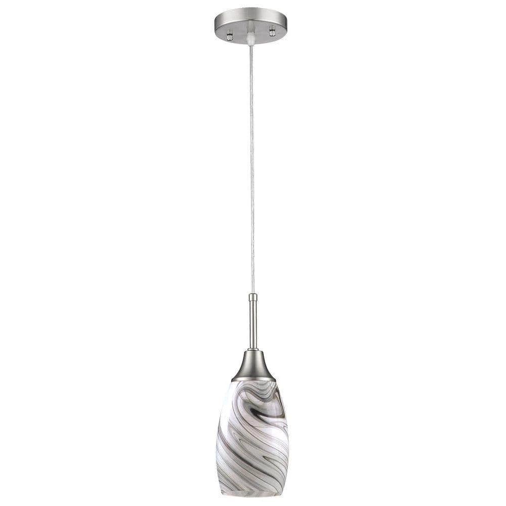 Peak Collection 1-Light Grey Glass and Nickel Pendant by BELDI