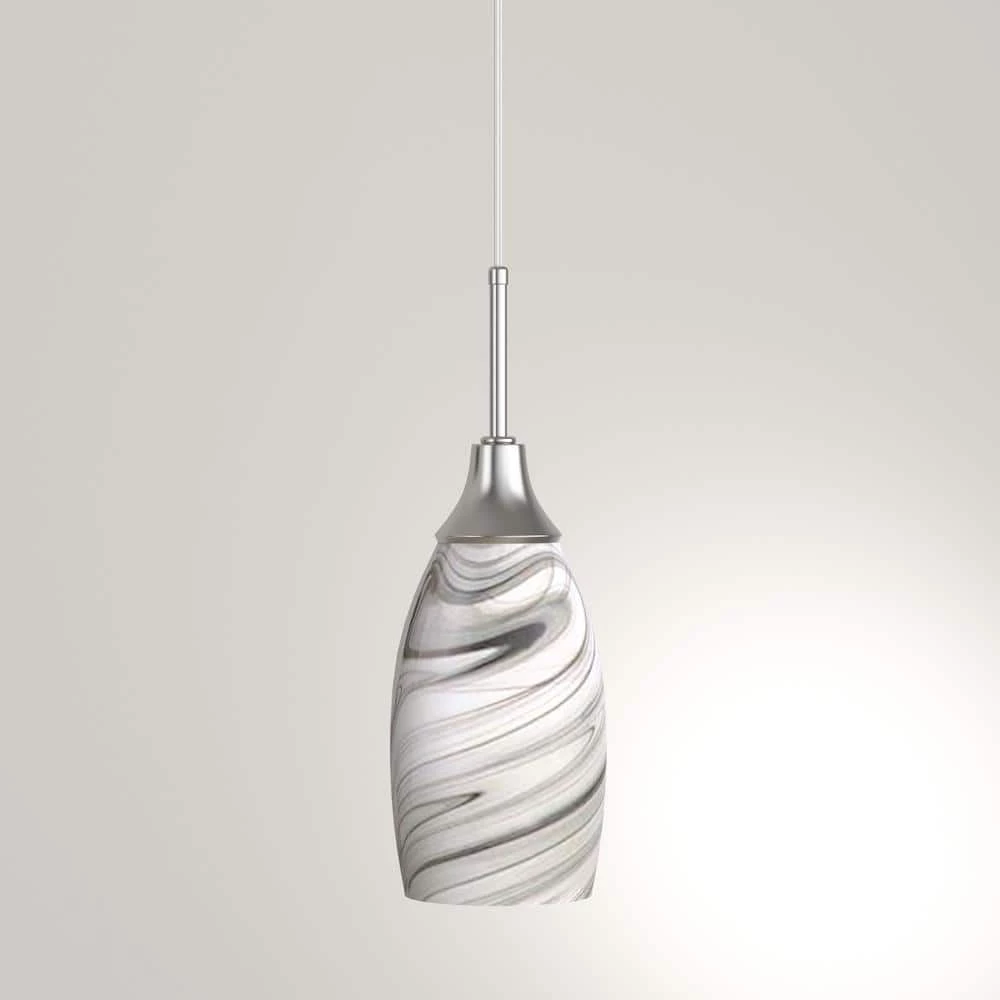 Peak Collection 1-Light Grey Glass and Nickel Pendant by BELDI - Image 4