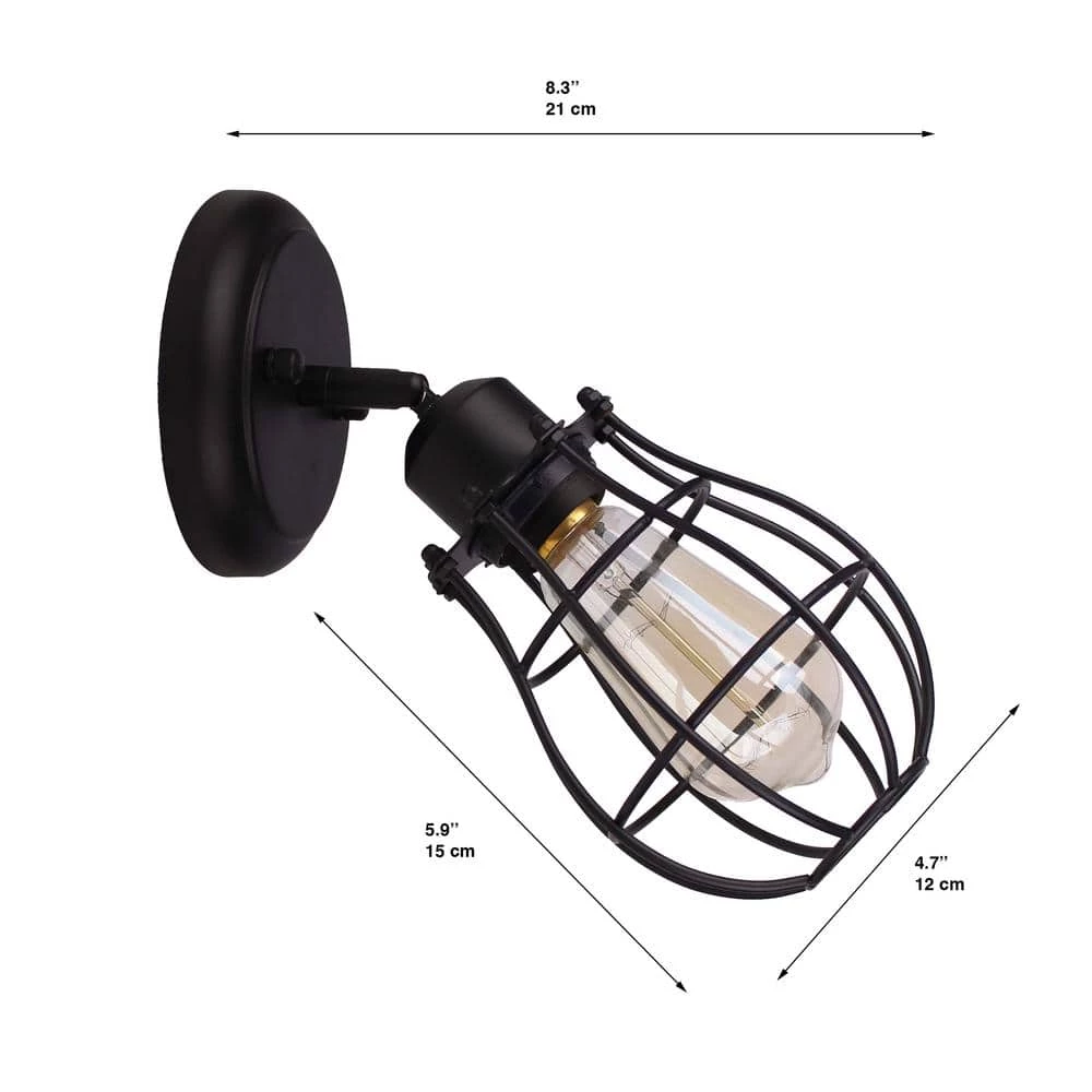 Lancy Collection 1-Light Matte Black Track Light with Cage Shade by BELDI - Image 2