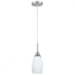 Peak Collection 1-Light Nickel Pendant with White Glass by BELDI