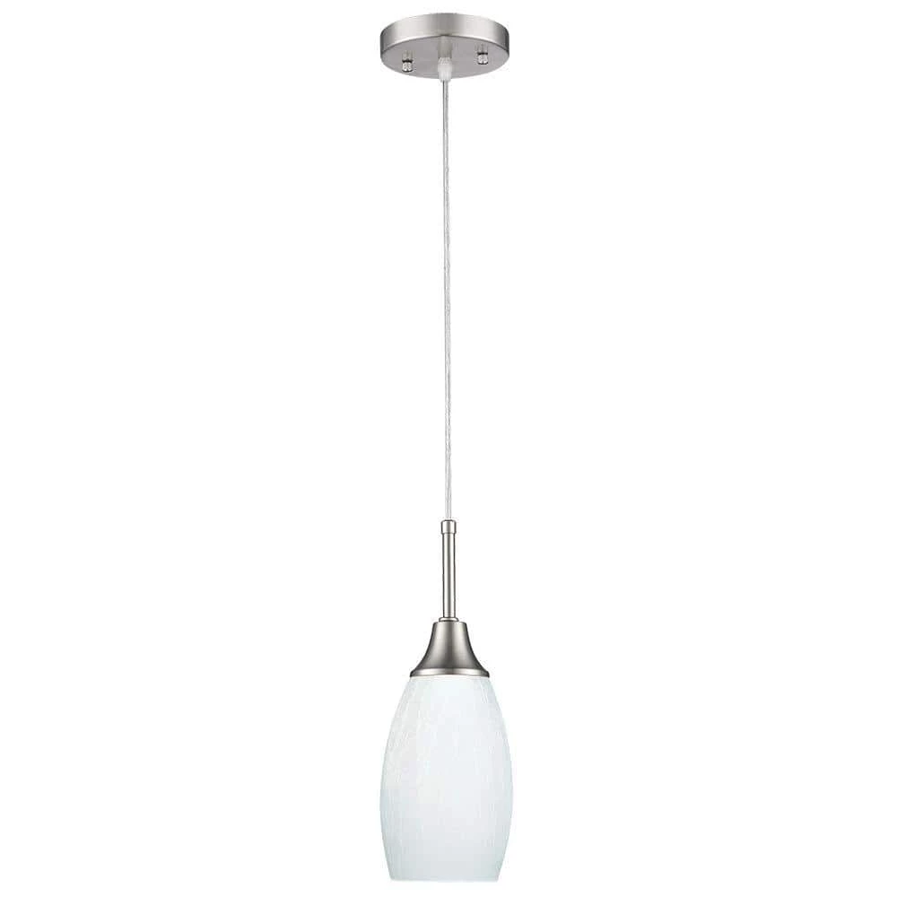 Peak Collection 1-Light Nickel Pendant with White Glass by BELDI