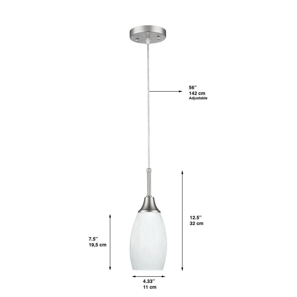 Peak Collection 1-Light Nickel Pendant with White Glass by BELDI - Image 6