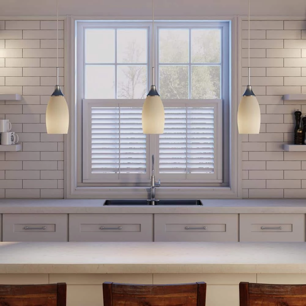 Peak Collection 1-Light Nickel Pendant with White Glass by BELDI - Image 2