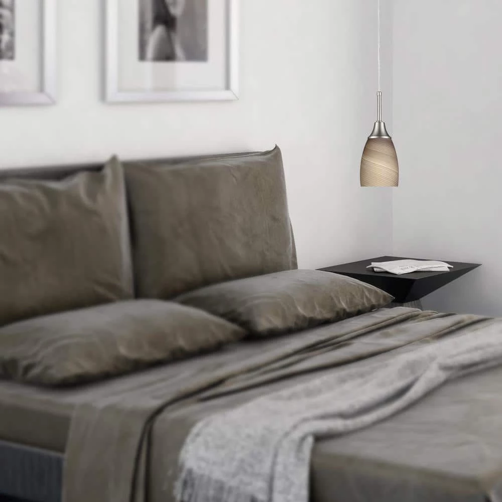 Peak Collection 1-Light Nickel Pendant with Brown Glass by BELDI - Image 6