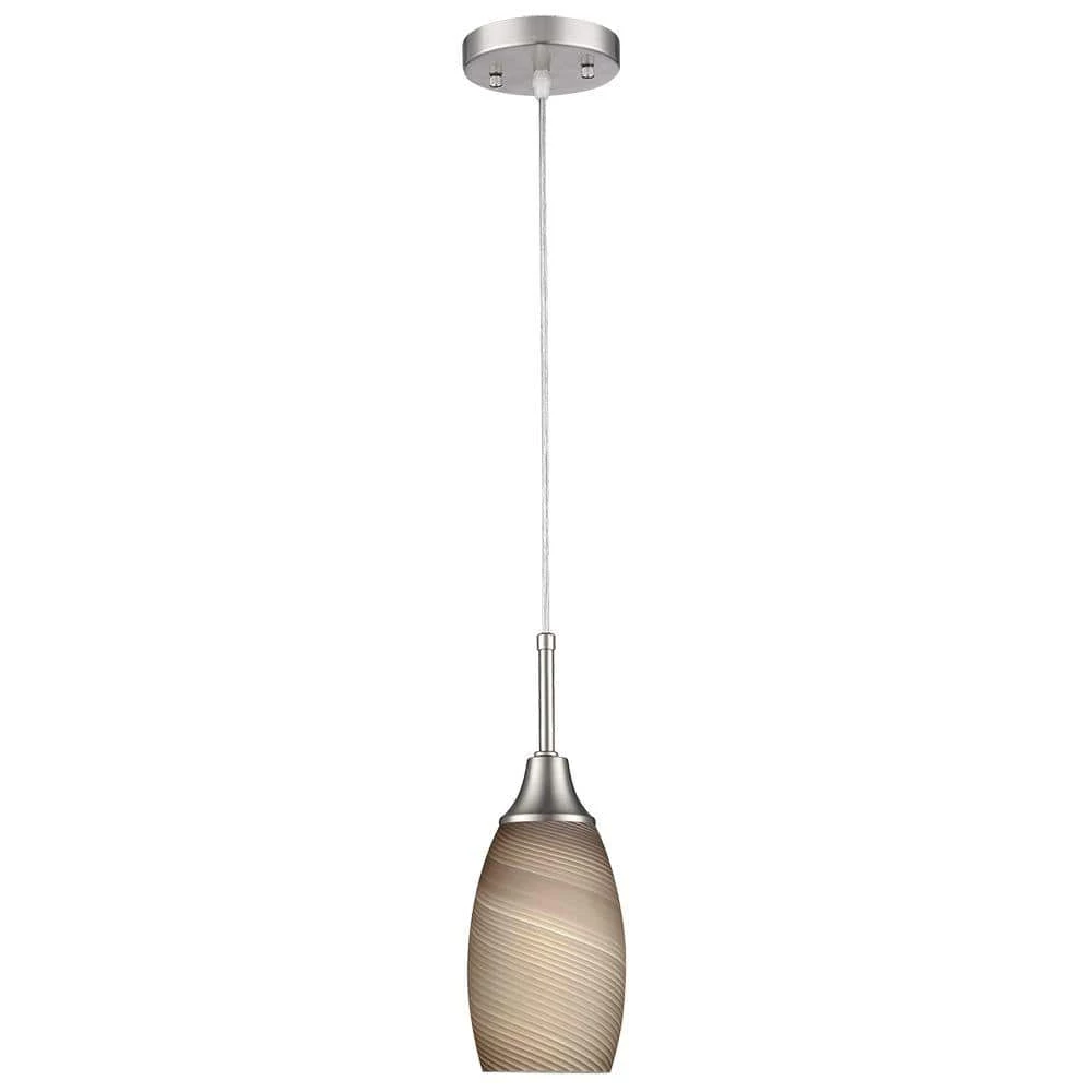 Peak Collection 1-Light Nickel Pendant with Brown Glass by BELDI