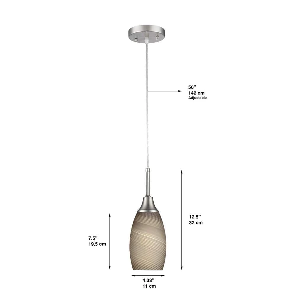 Peak Collection 1-Light Nickel Pendant with Brown Glass by BELDI - Image 5
