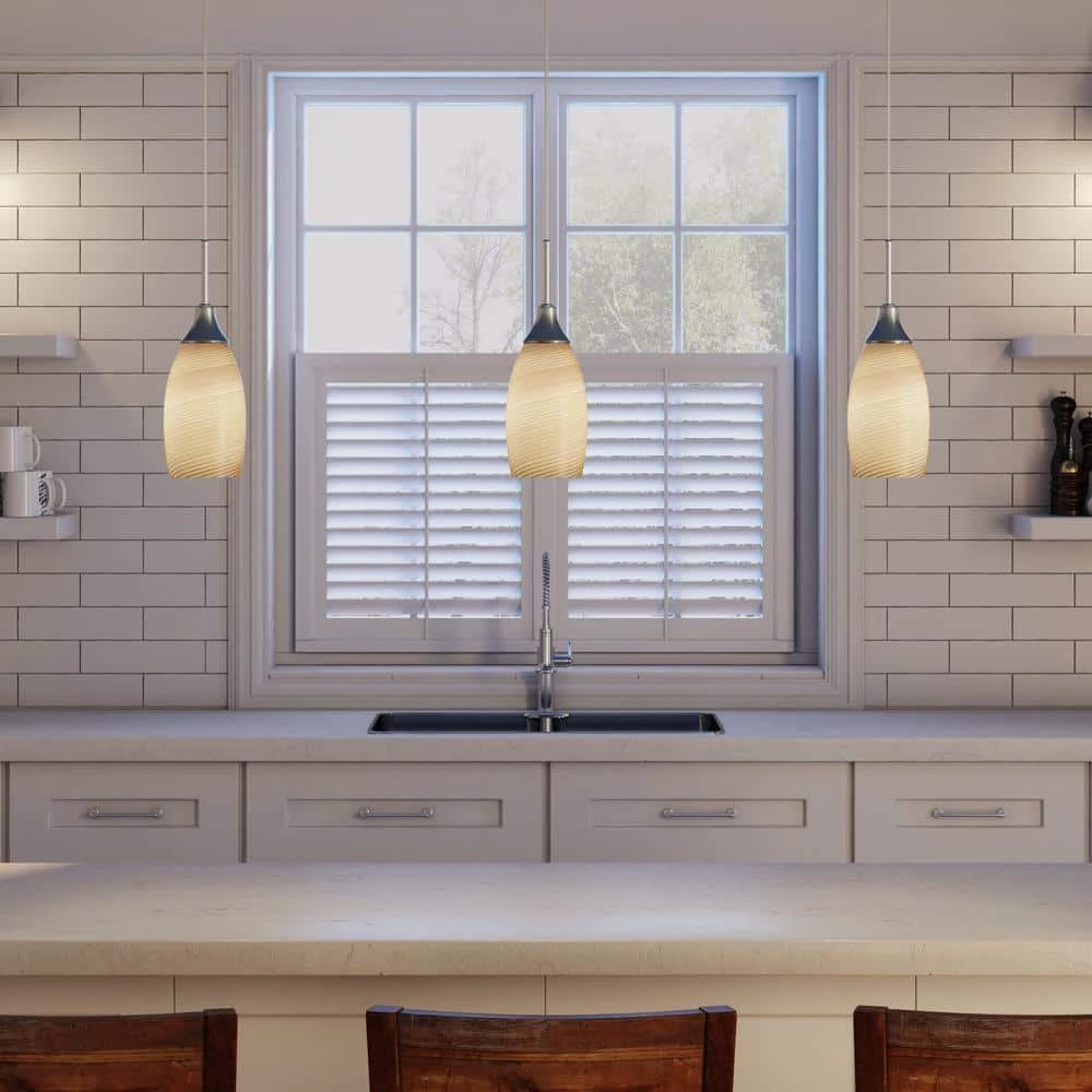 Peak Collection 1-Light Nickel Pendant with Brown Glass by BELDI - Image 2