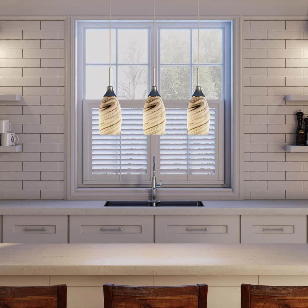 Peak Collection 3-Light Grey and Nickel Pendant by BELDI - Image 6