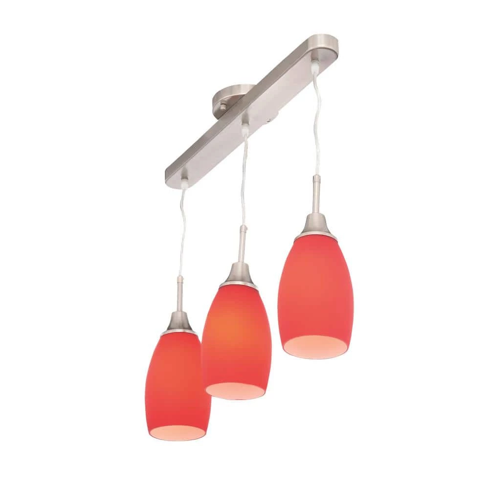 Peak Collection 3-Light Red and Nickel Pendant by BELDI - Image 5