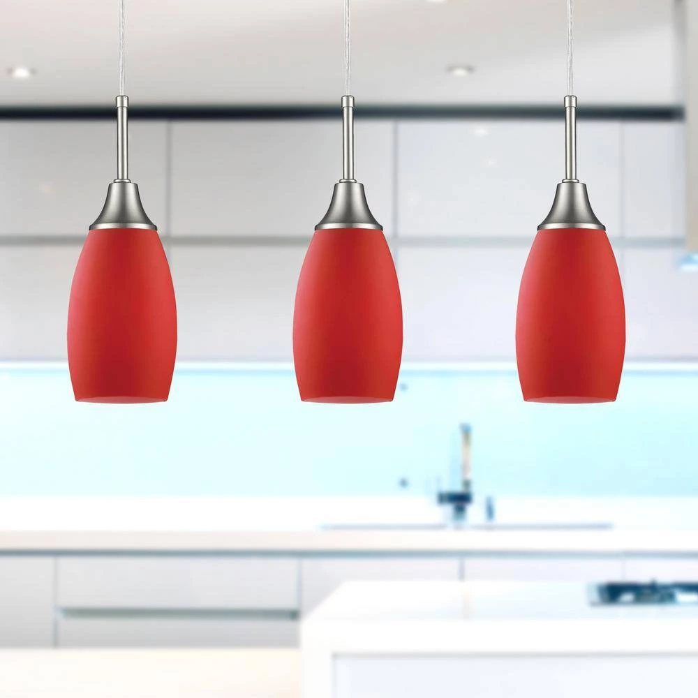 Peak Collection 3-Light Red and Nickel Pendant by BELDI - Image 9