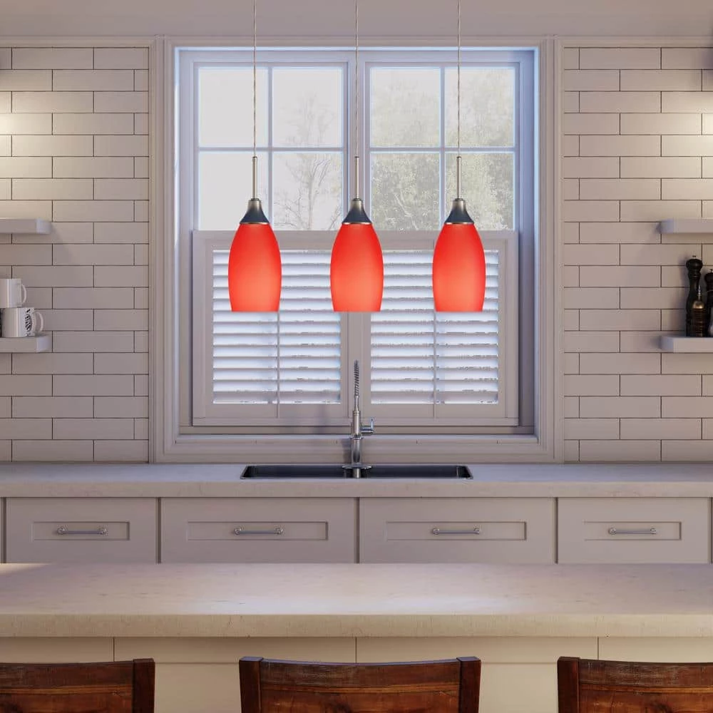 Peak Collection 3-Light Red and Nickel Pendant by BELDI - Image 2