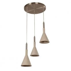 Ciment 3-Lights Satin Nickel and Cement Pendant Fixture by BELDI