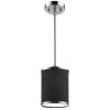 Medford Collection 1-Light Satin Nickel Hanging Lamp with Black Fabric Shade by BELDI