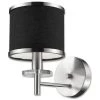 Medford Collection 1-Light Satin Nickel Wall Fixture with Black Fabric Shade by BELDI