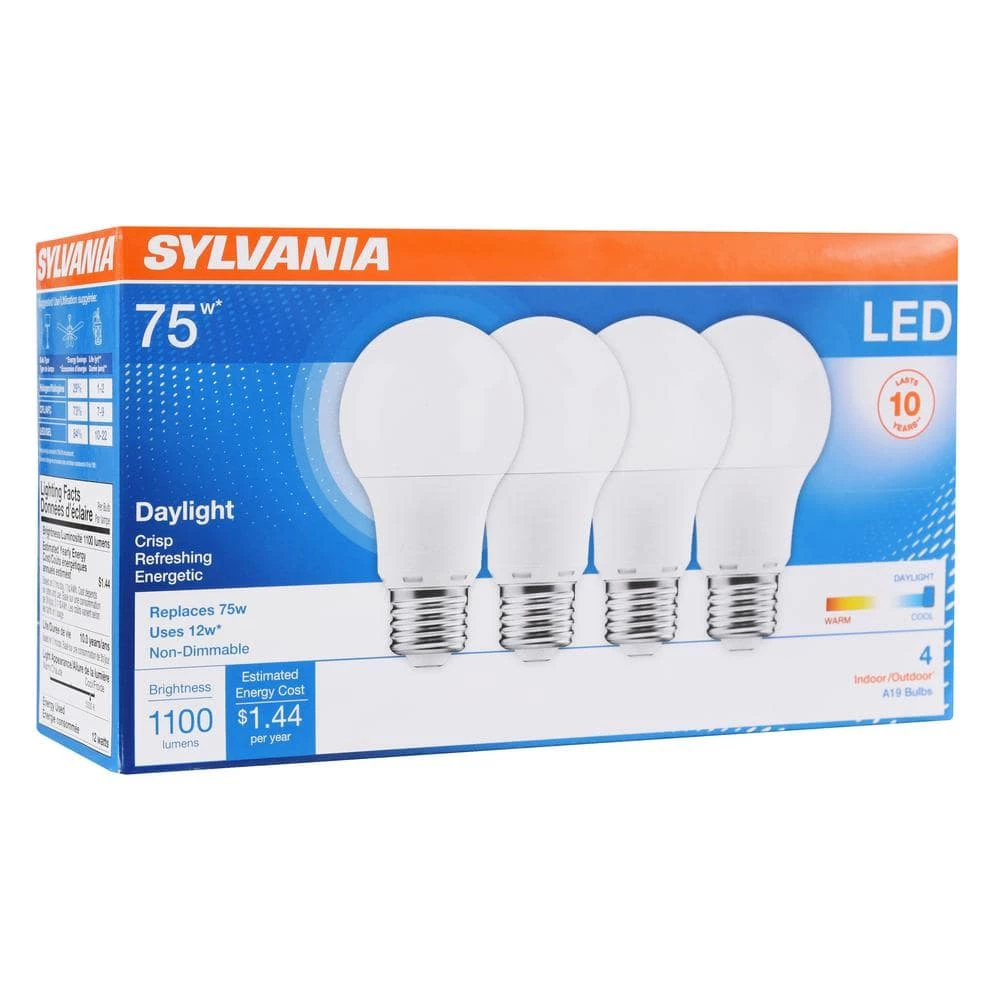 75-Watt Equivalent Daylight A19 Non-Dimmable LED Light Bulb (4-Pack) by Sylvania - Image 2