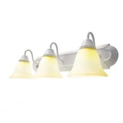 24 in. 3-Light White Vanity Light with Acid-Etched Glass Bells by Euri Lighting