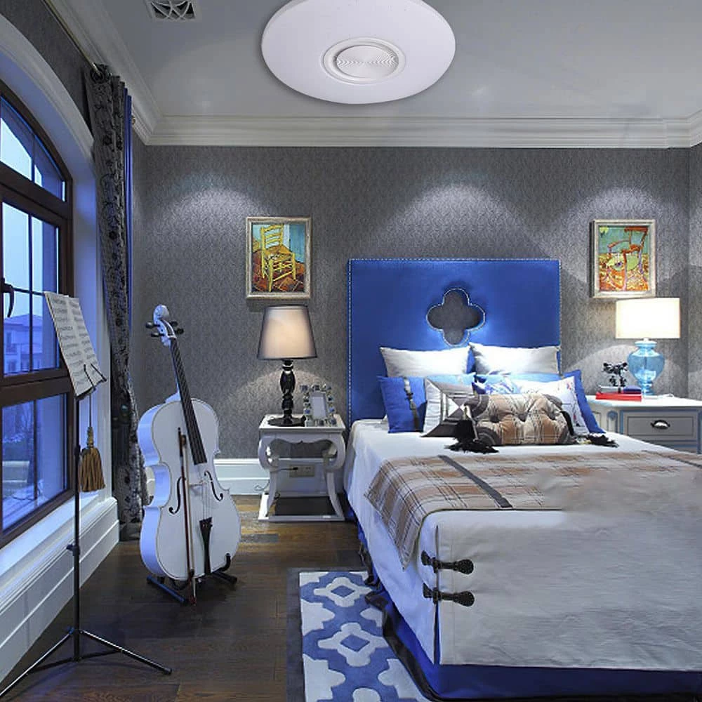 17.3 in. Round Light Fixture LED Flush Mount Ceiling Lighting with Remote Control by Nersunda - Image 4