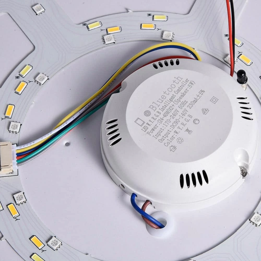 17.3 in. Round Light Fixture LED Flush Mount Ceiling Lighting with Remote Control by Nersunda - Image 3