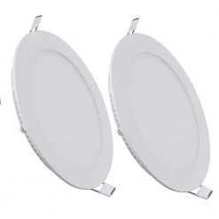 6.69 in. 12-Watt White Integrated LED Round Flat Panel Flush Mount Ceiling Light (2-Pack) by Nersunda