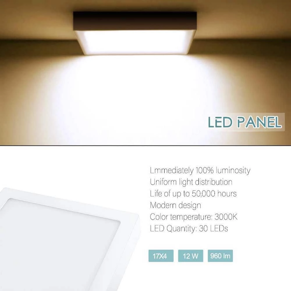 12-Watt Integrated LED Panel Light, 3000K Warm White by Nersunda - Image 2